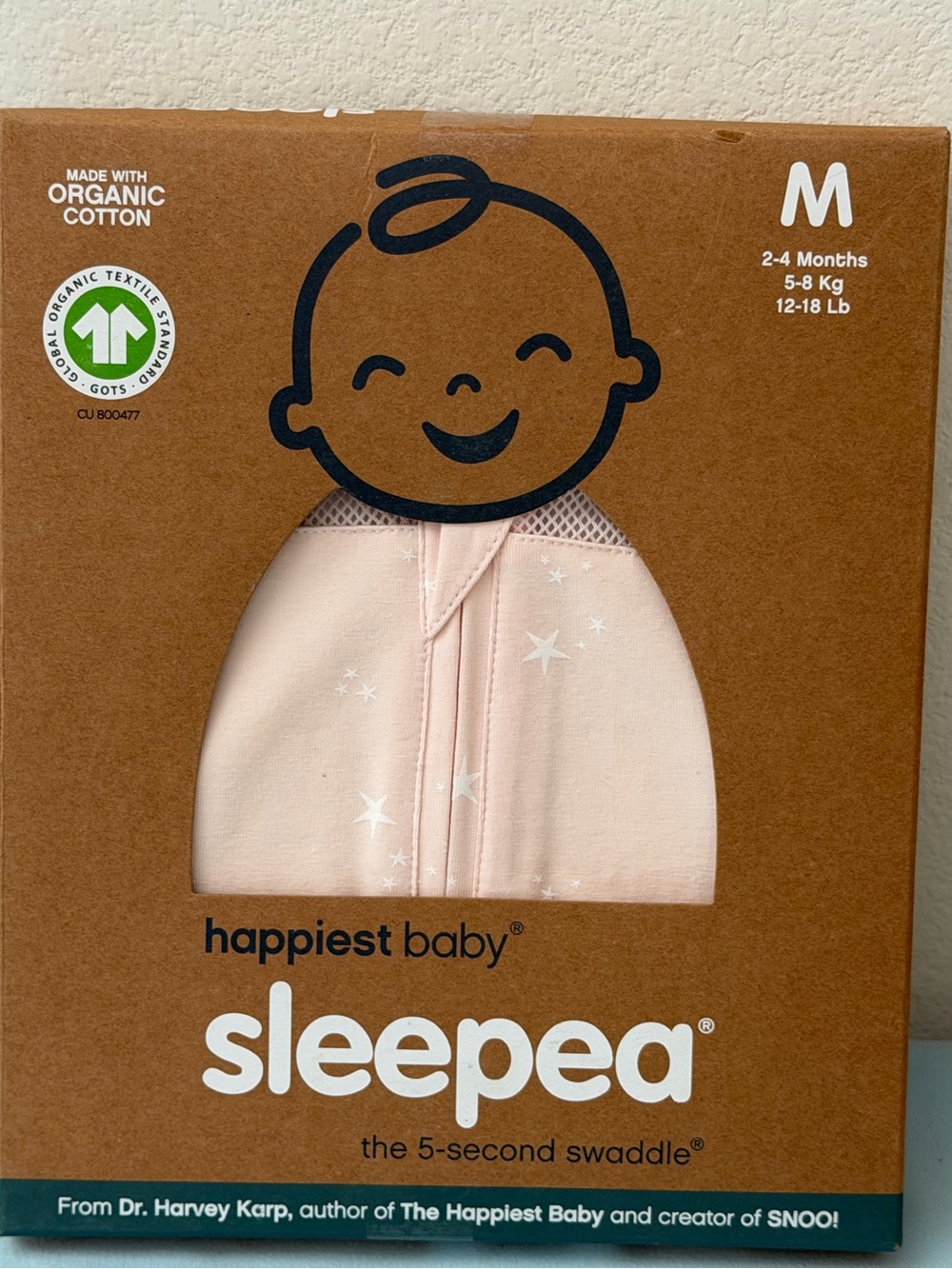 Happiest Baby Sleepea 5-second Swaddle Rose Stars, M, 2-4 months